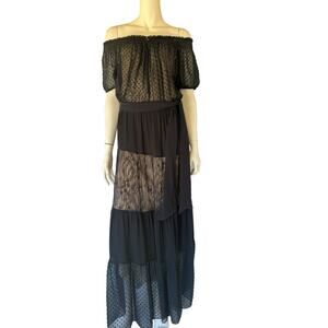Haute Hippie silk maxi dress black and nude Sz S